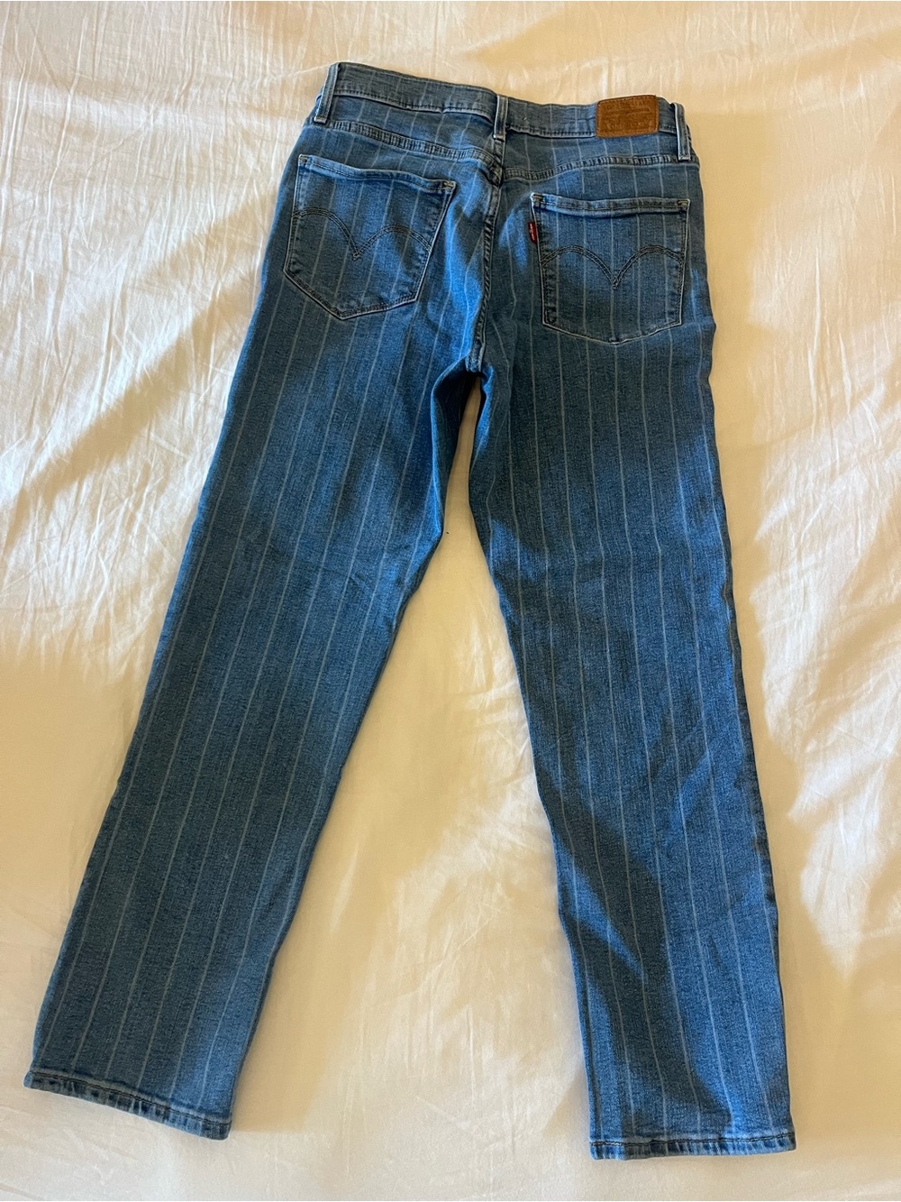 Levi's Navy Blue Pinstripe Straight-Leg Jeans - Picture 2 of 3